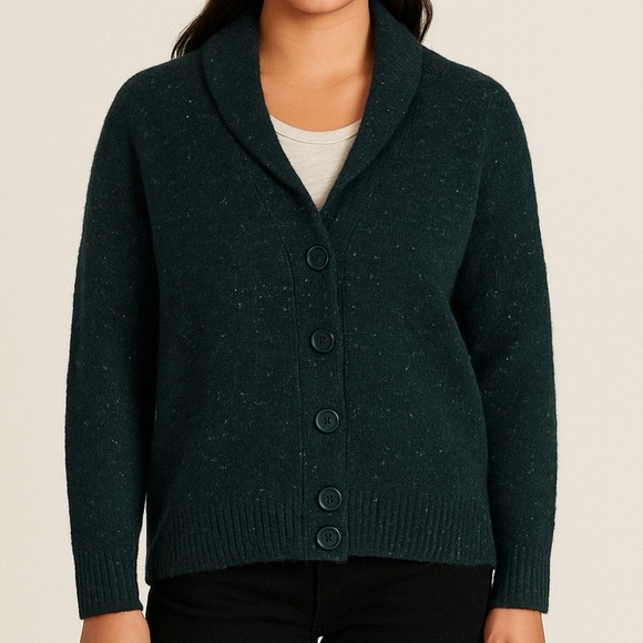 🐑 KERSH green wool blend cardigan - Picture 1 of 7